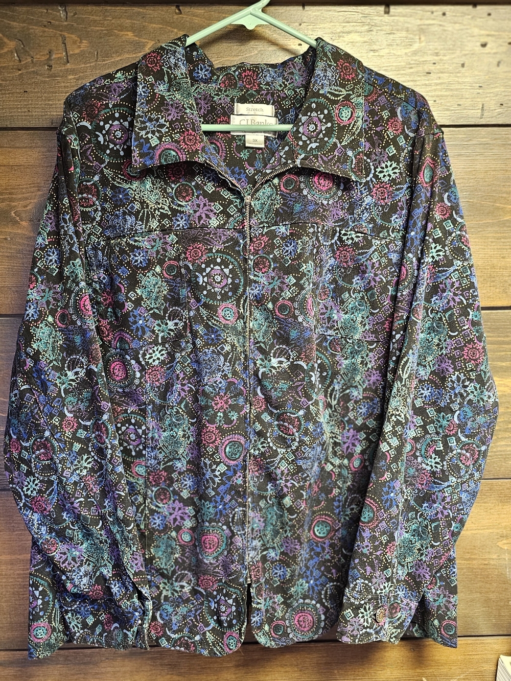 Vintage PLUS SIZE floral & Geometrical Zip Up Jacket Size 3xl